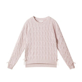 Tween (7-18) Girls Cable Knit Sweater | Lace-Up Details