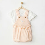 Pink Spring Birds Overalls Outfit