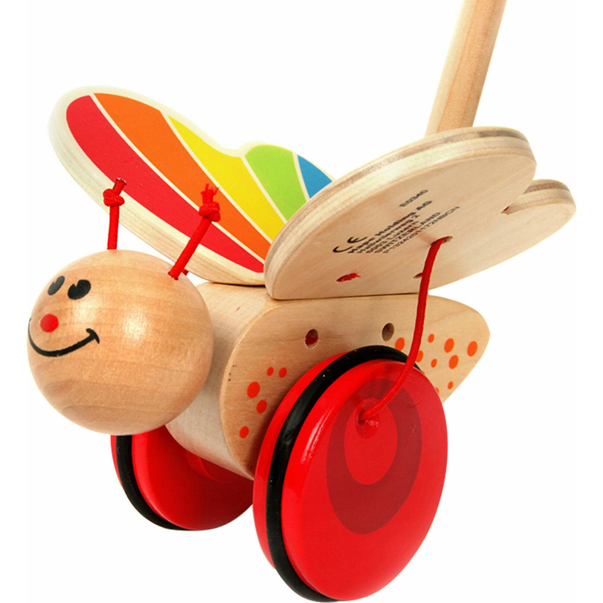 Wooden Push & Pull Walking Toy in Red