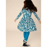 Floral Print Empire Waist Long Sleeve Wrap Neck Dress, Multi