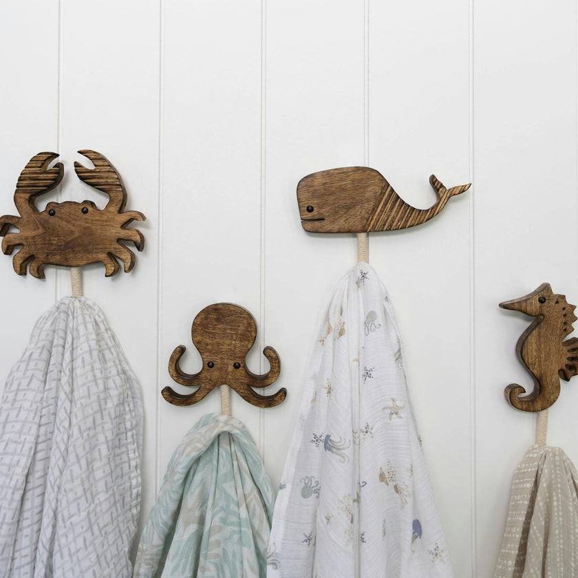 Cove Coastal Wooden Wall Hooks (Set of 4)