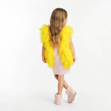 Radiant Yellow Fairy Wings Tulle Birthday Dress for Girls