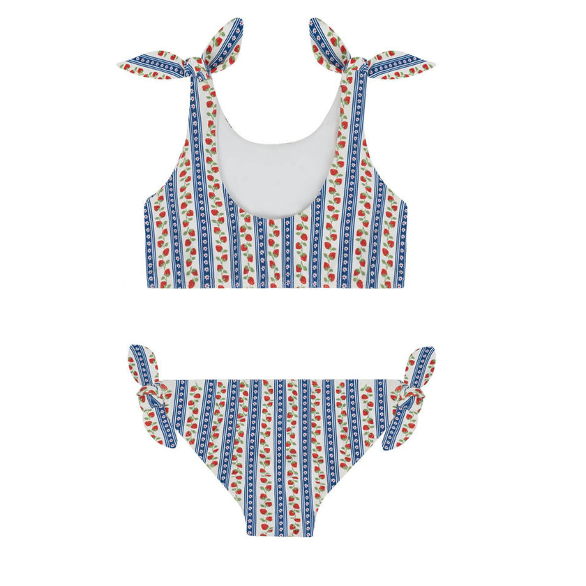 girls strawberry patch tie knot bikini