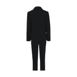 Black Single-Breasted Satin-Lapel Suit Set