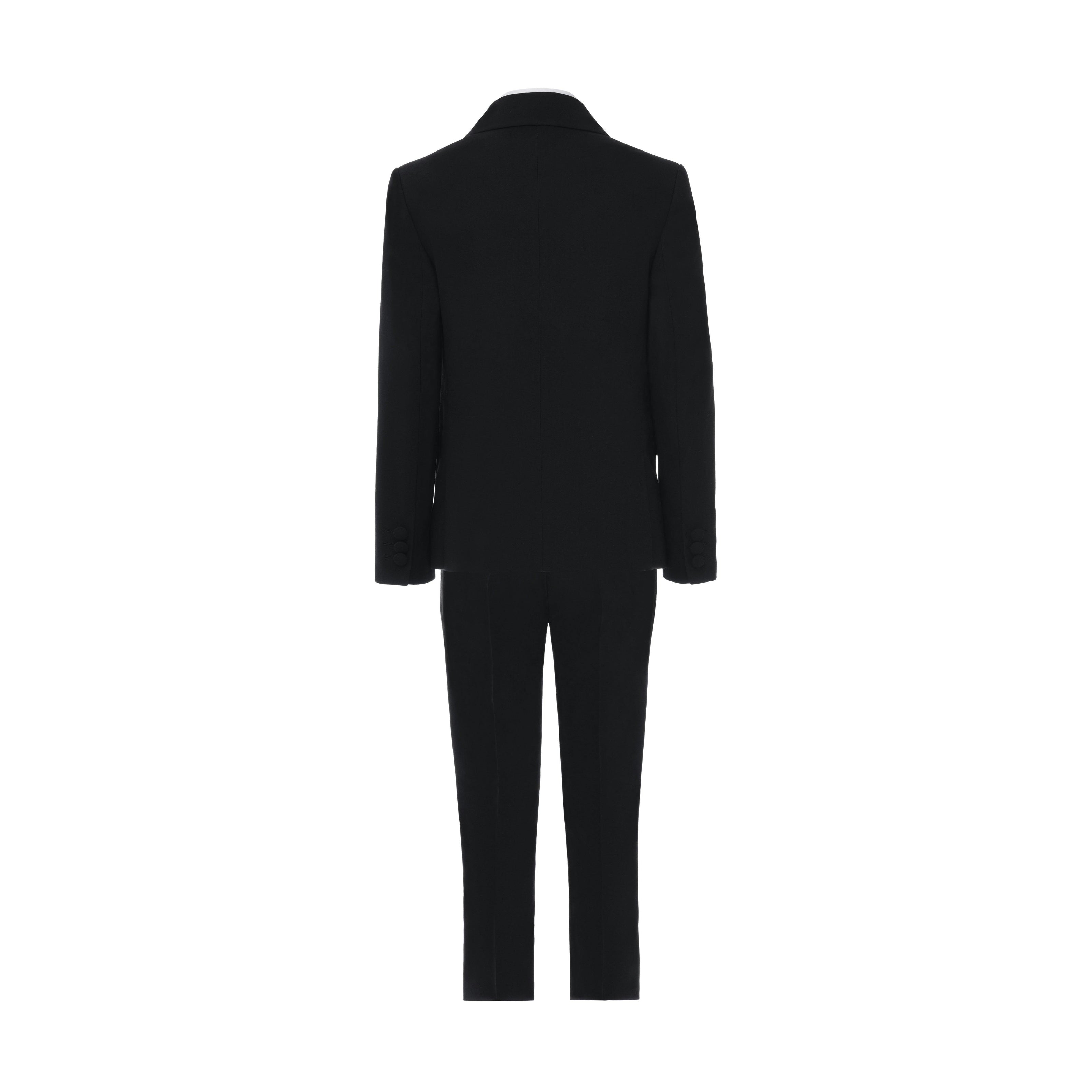 Black Single-Breasted Satin-Lapel Suit Set