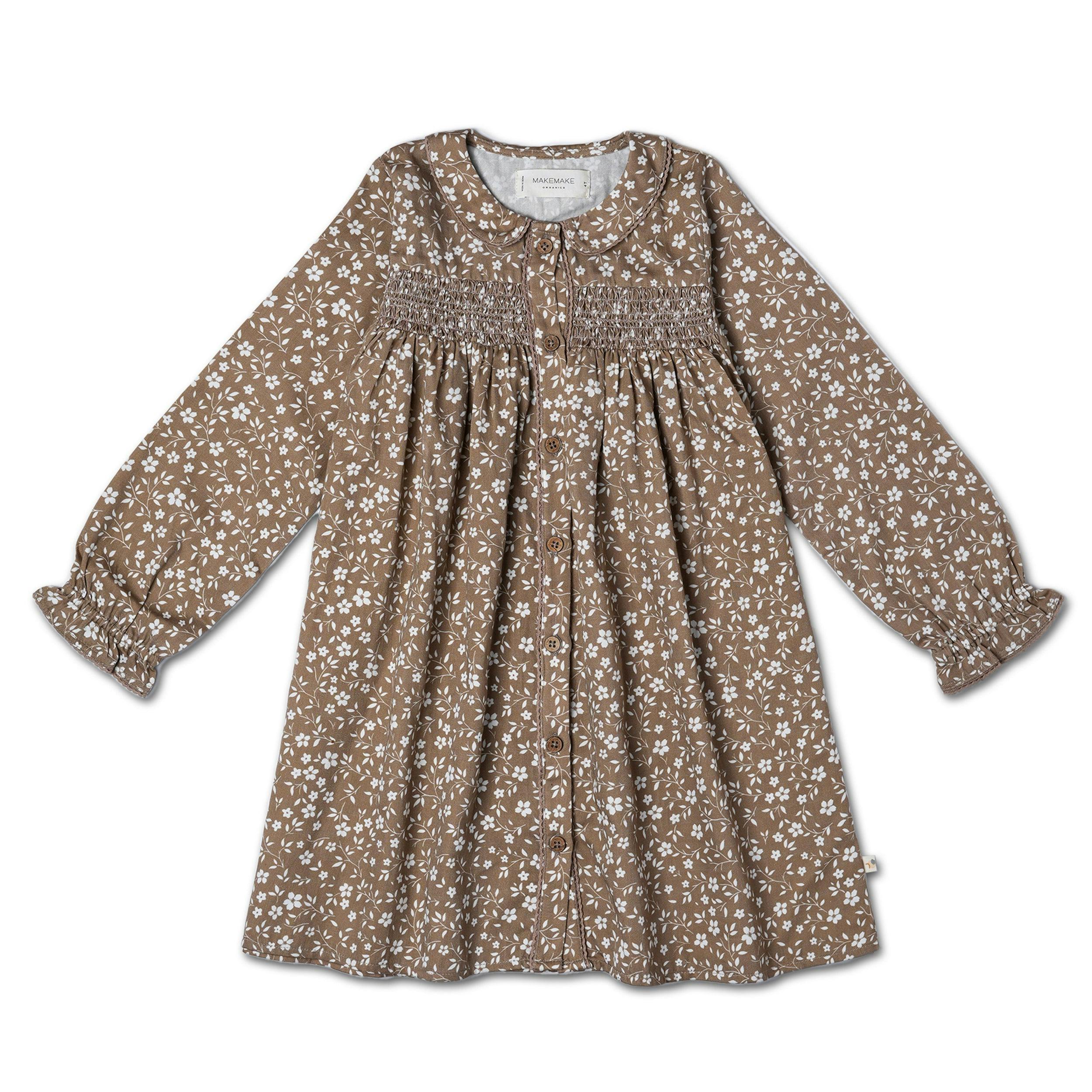 Organic Smocked Button Dress