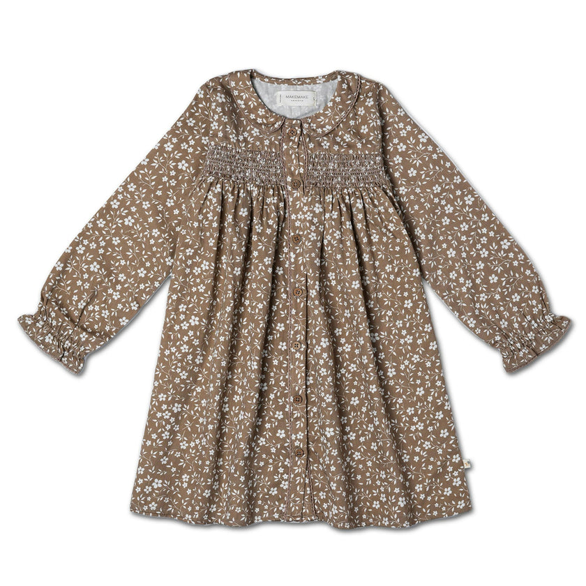 Organic Smocked Button Dress