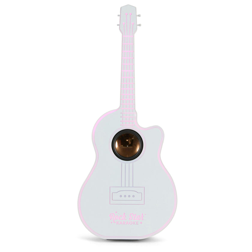 Rock Star Karaoke-Guitar Speaker & Microphone Combo - White