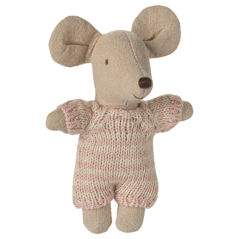 Baby mouse in carry cot - Rose