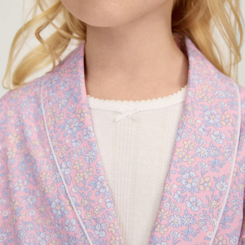 Kid's Twill Robe in Fleur Blush