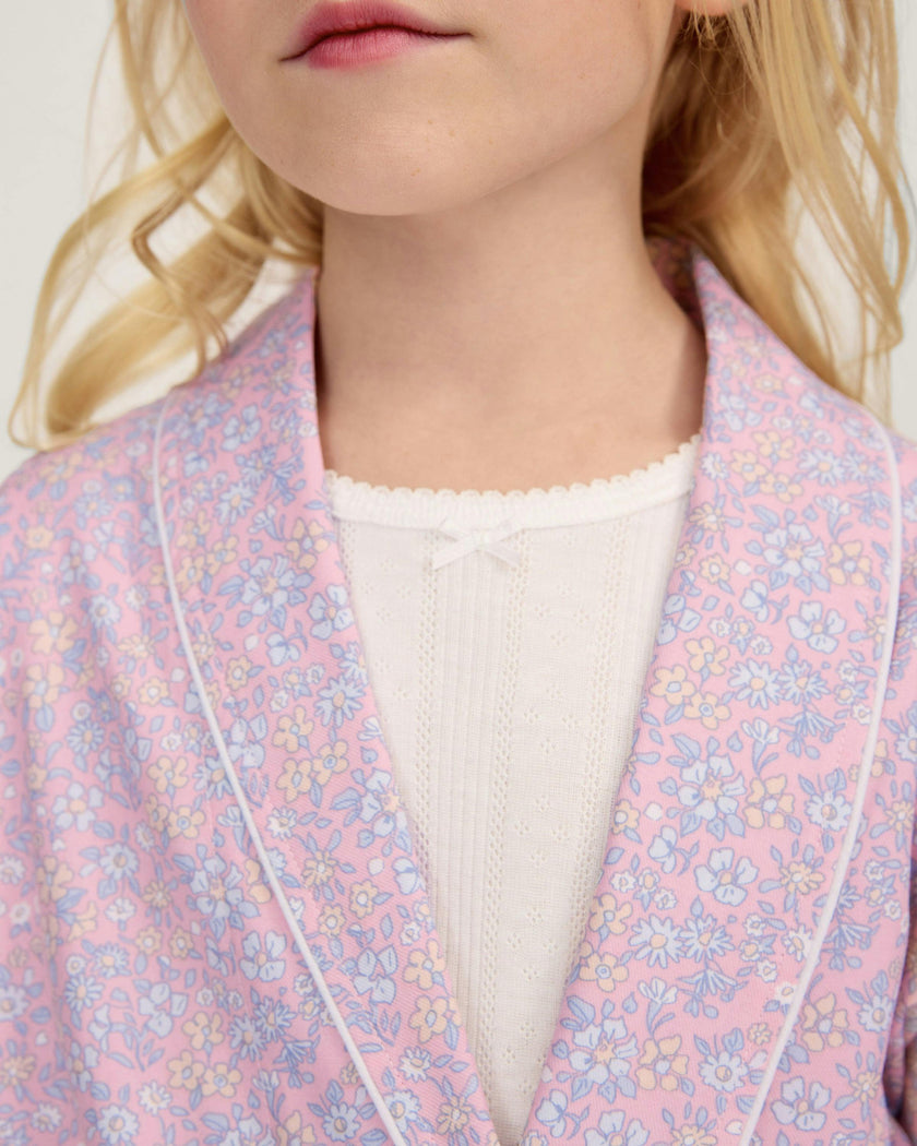 Kid's Twill Robe in Fleur Blush