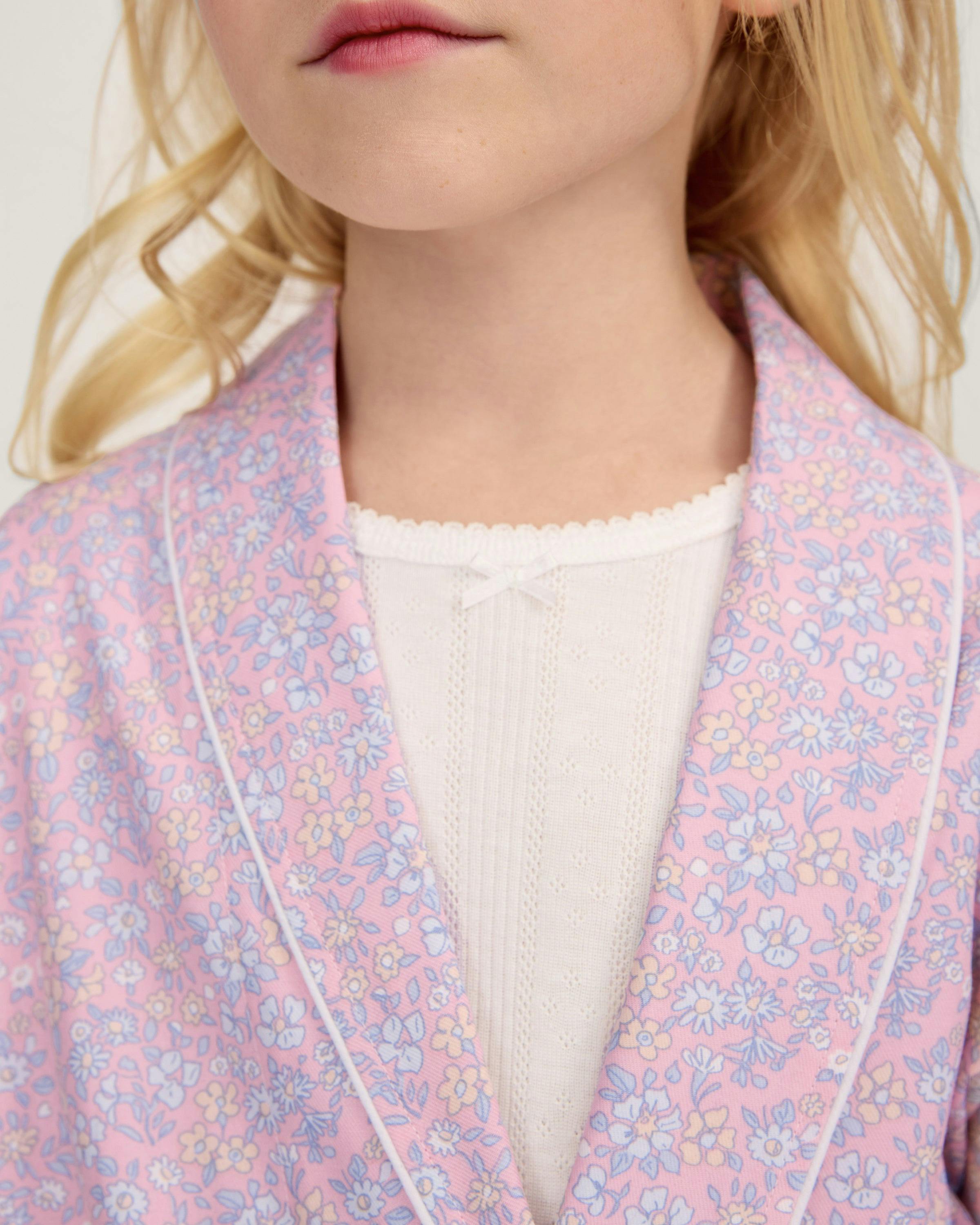 Kid's Twill Robe in Fleur Blush
