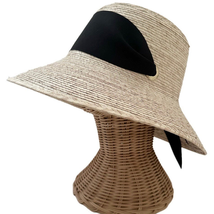 Clematis Bucket Hat (PreOrder Shipping June 15th) - Black Wide & Short Grosgrain Ribbon