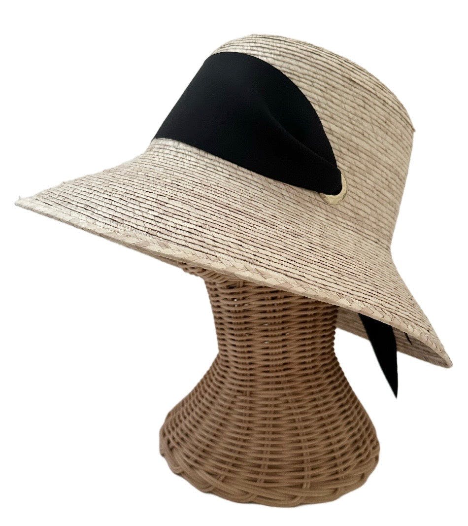 Clematis Bucket Hat (PreOrder Shipping June 15th) - Black Wide & Short Grosgrain Ribbon