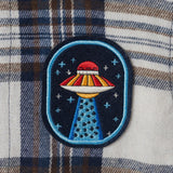 Hooded Plaid Shacket | UFO Patch