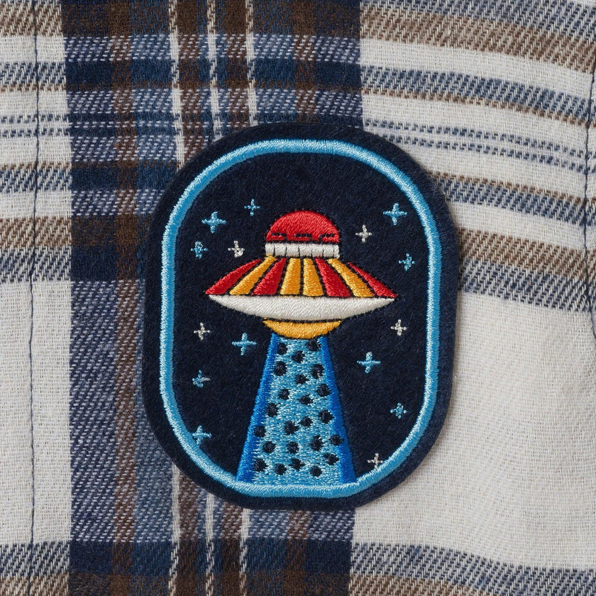 Hooded Plaid Shacket | UFO Patch