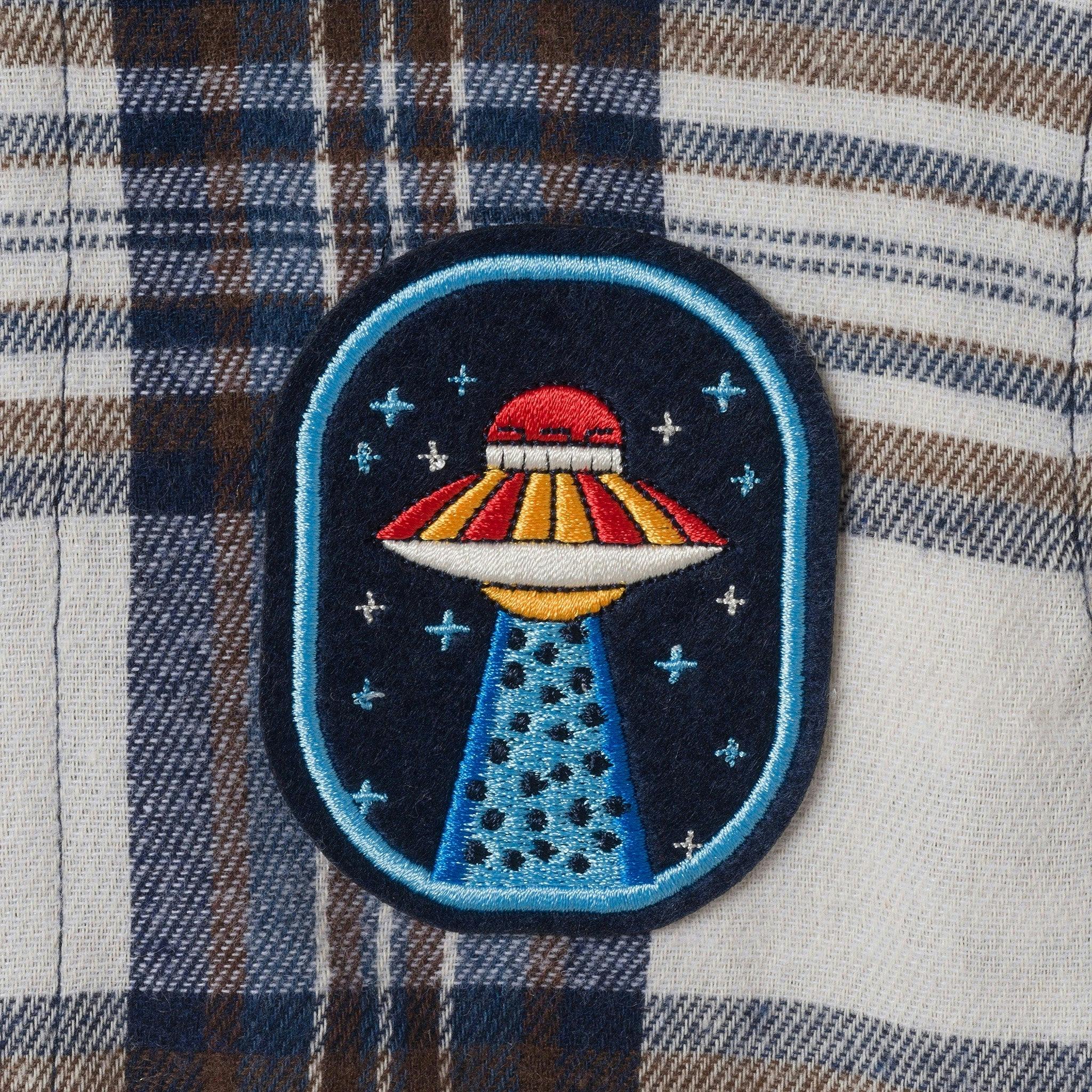Hooded Plaid Shacket | UFO Patch