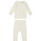 Multi Knit Shoulder Snap Long Sleeve Sweater & Pant 2-Piece Set