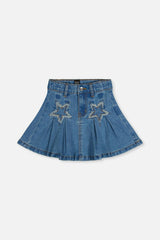 Pleated Skirt Navy Blue Denim