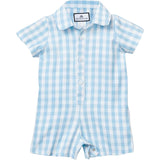 Baby's Twill Summer Romper in Light Blue Gingham