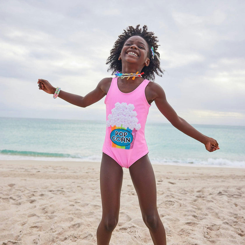 Popcorn & Pearls Sleeveless One-Piece Swimsuit