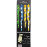 UL 60-Light Dual Color Multicolor/Warm White LED 12-Piece Icicle String Light Set