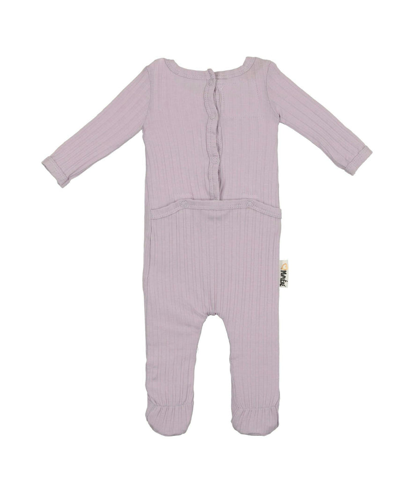 Ribbed Fine Cotton Footie Pale Purple