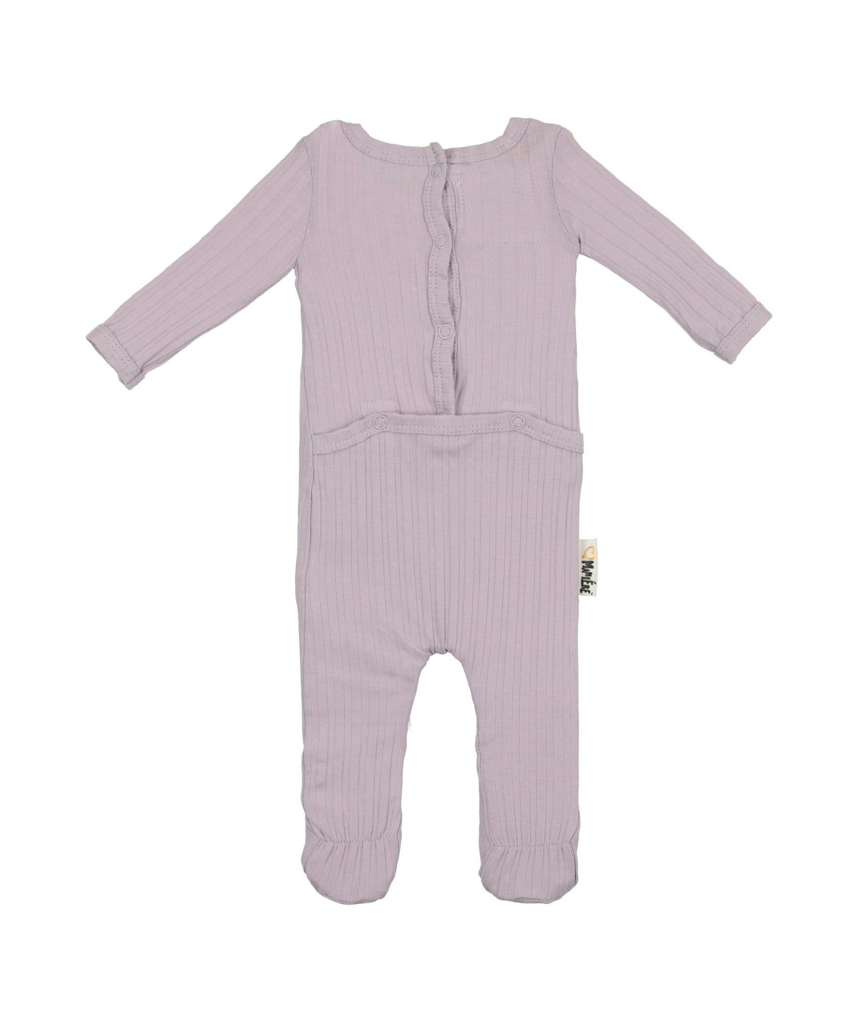 Ribbed Fine Cotton Footie Pale Purple