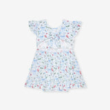 Gail Tie Back Ruffled Bodysuit Dress
