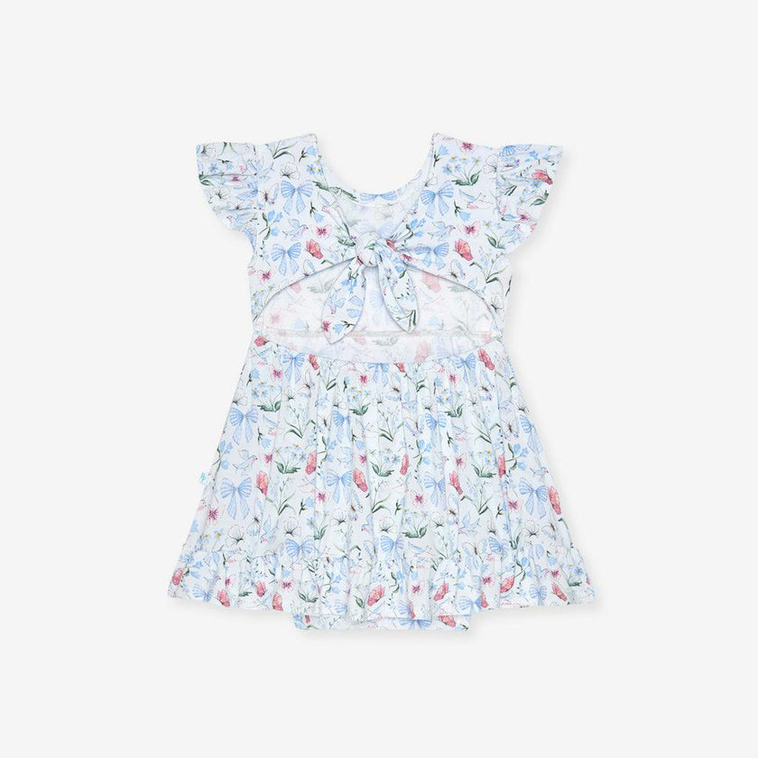 Gail Tie Back Ruffled Bodysuit Dress