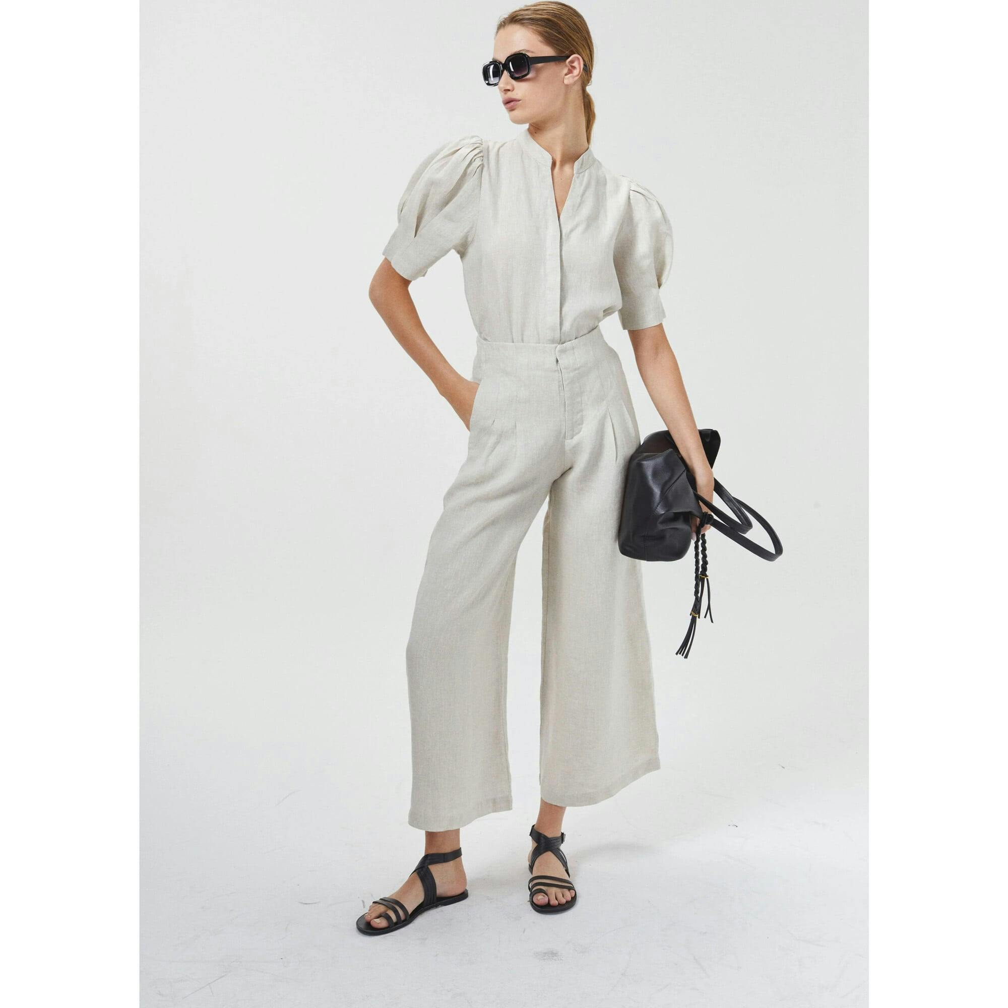 Culotte Linen Pants - Natural