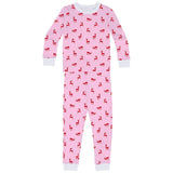 Kids Reindeer Pink Long PJ Set - Organic Stretch Jersey Knit Cotton