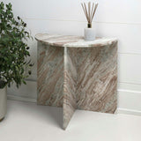 Patrice 20" Art Deco Minimalist Natural Marble Handmade Demilune Side Table