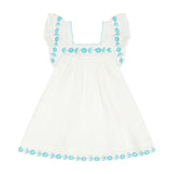 Serena Girls Tassel Dress Aqua Floral Embroidery, Aqua Floral Embroidery