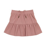 Ribbed Berry Tired Ruffle Hem Short Skirt