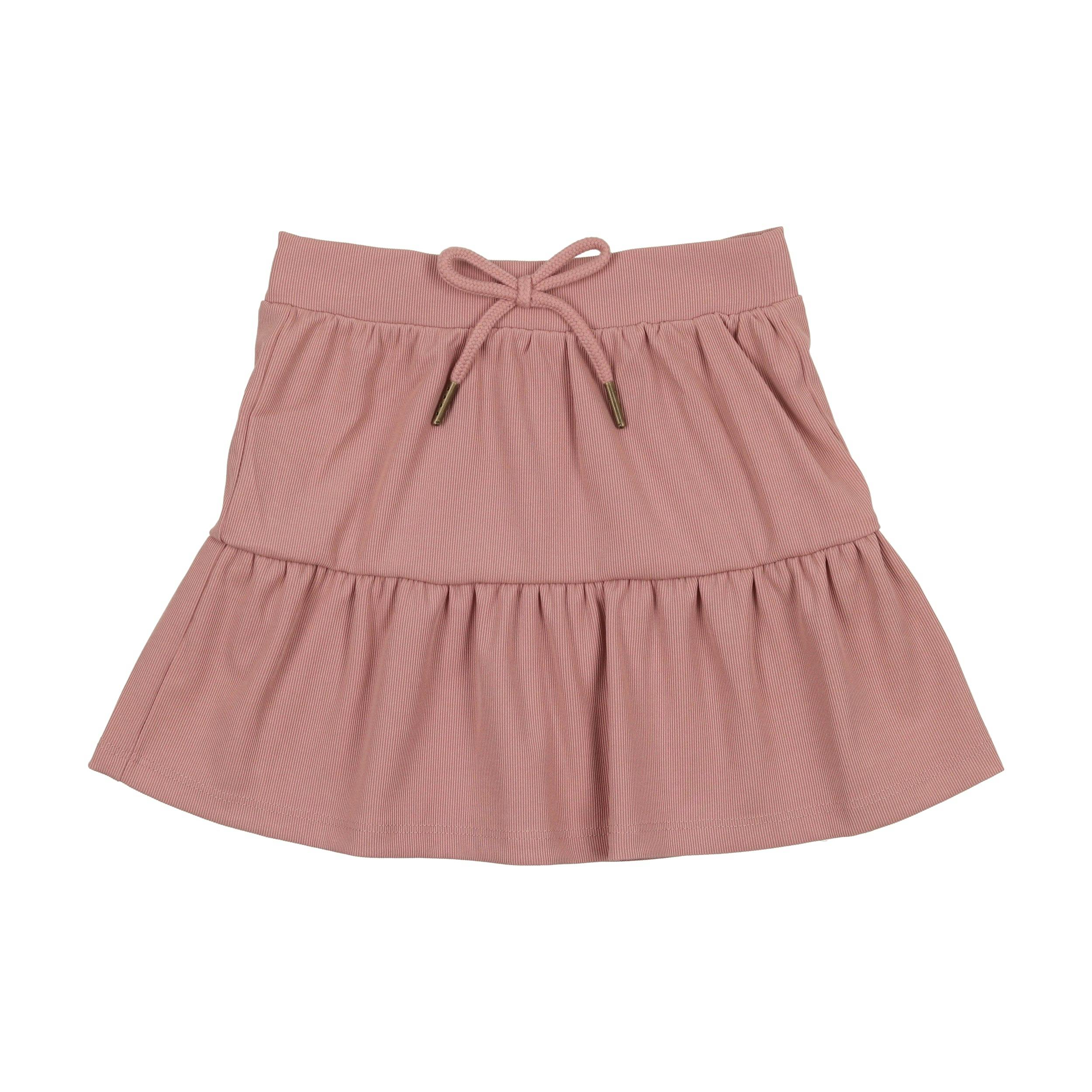 Ribbed Berry Tired Ruffle Hem Short Skirt