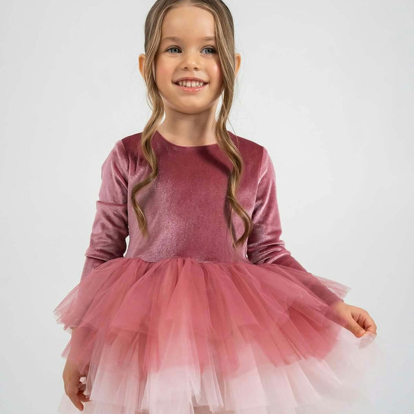Dusty Rose Velvet Tutu Dress