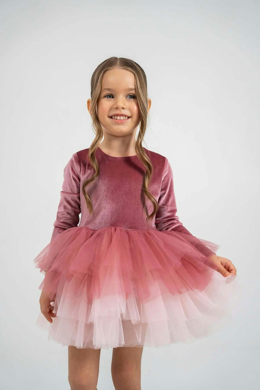 Dusty Rose Velvet Tutu Dress