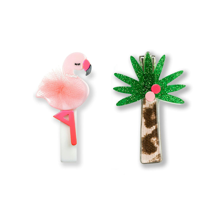 Tropical Flamingo Hair Clips -SUM