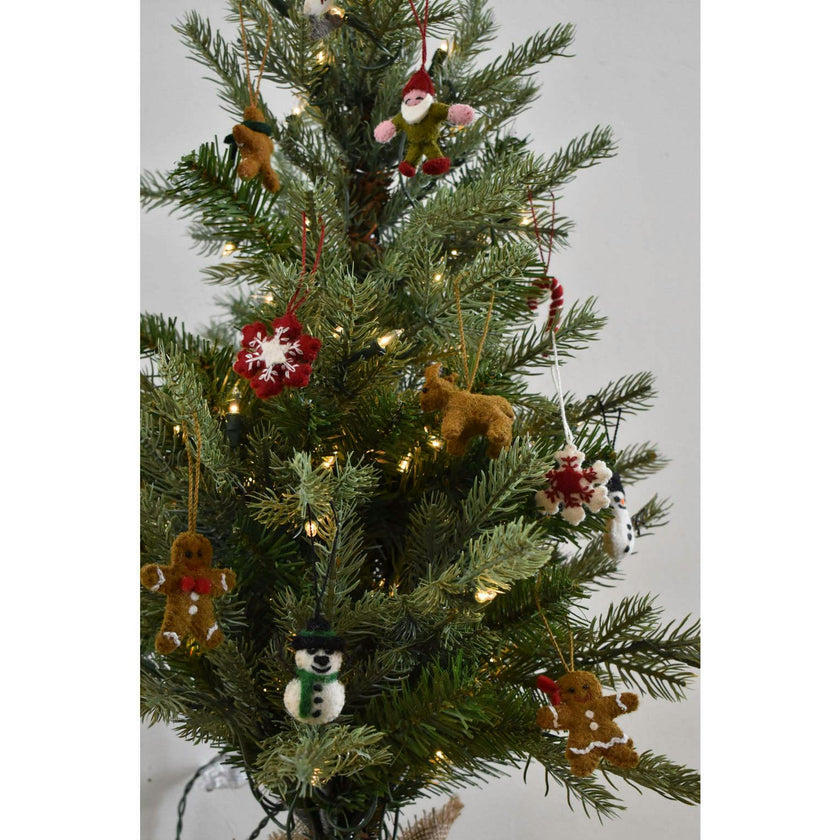 24 Piece Set- Iconic Christmas Mini Tabletop Tree Set- Hand Felted Wool