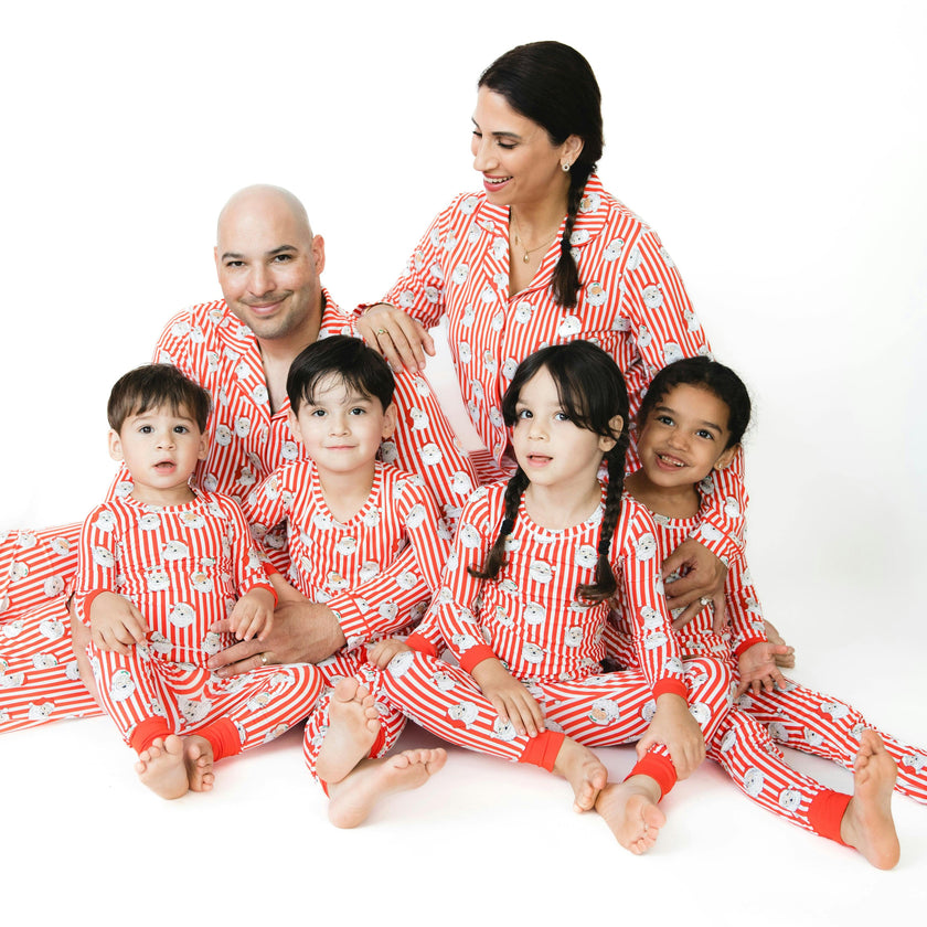 Vintage Santa Stripe - Bamboo - Long Sleeve Loungewear Set