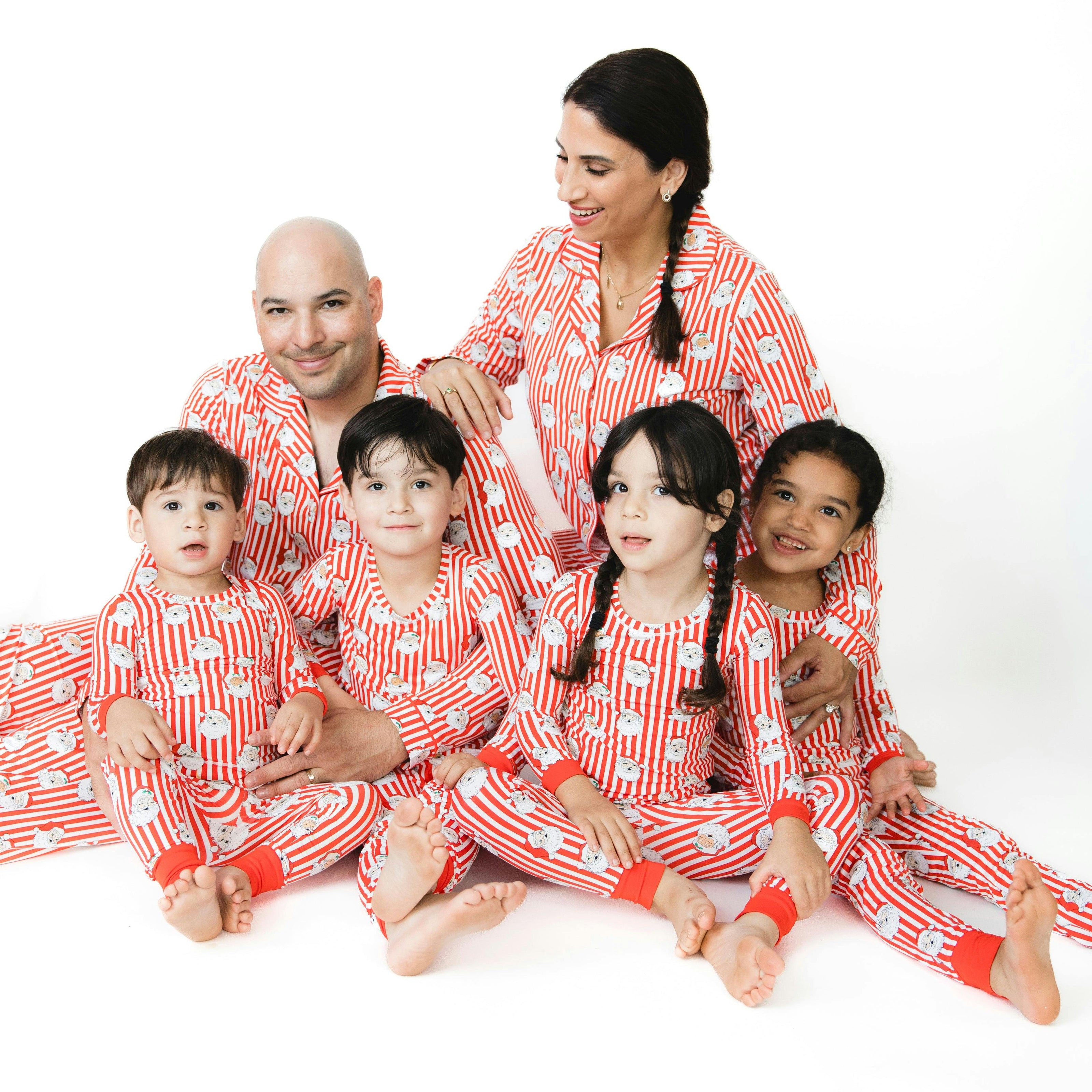 Vintage Santa Stripe - Bamboo - Long Sleeve Loungewear Set