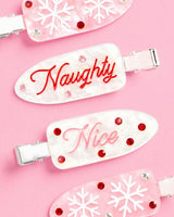 Naughty or Nice Hair Clips - 4 christmas clips