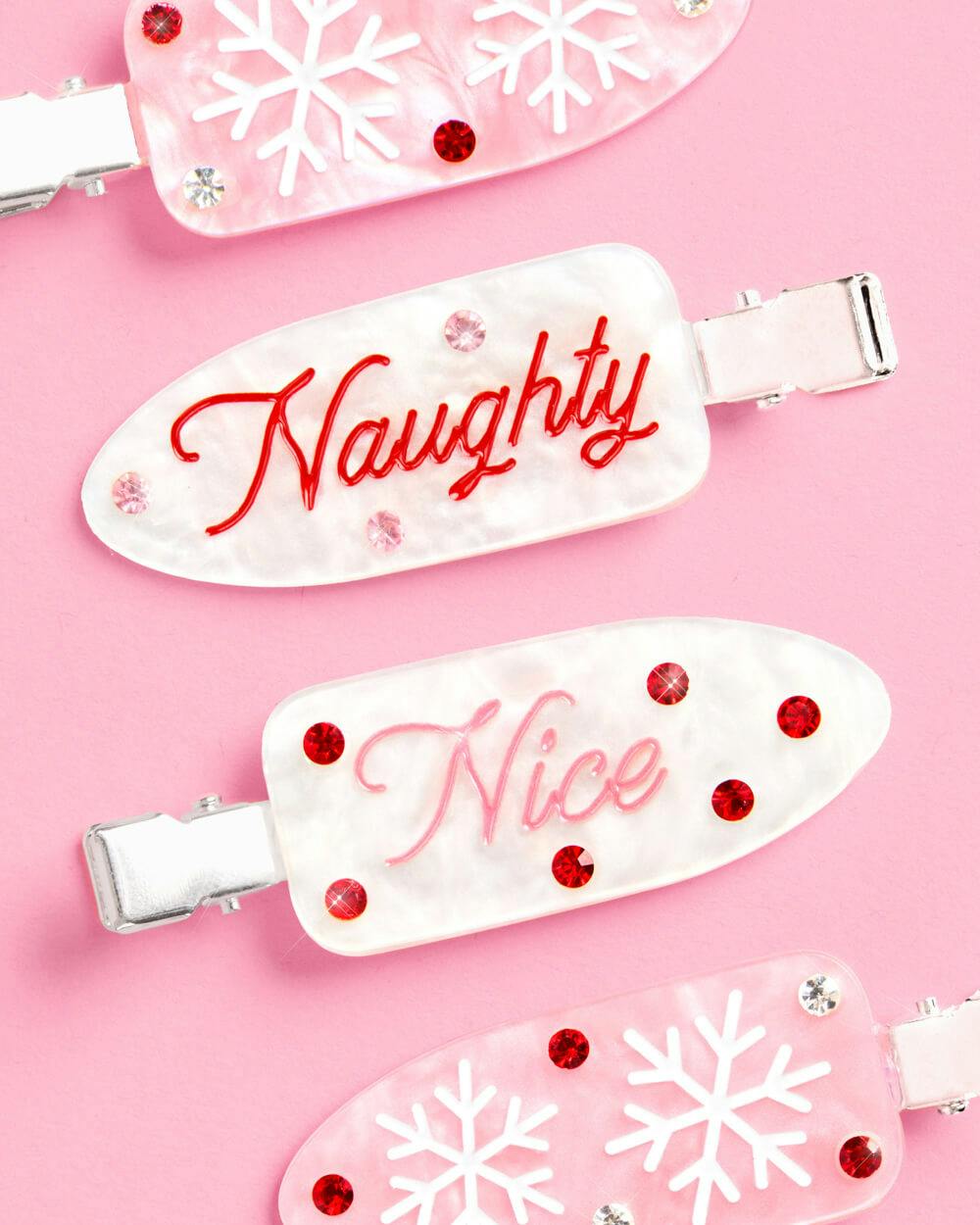 Naughty or Nice Hair Clips - 4 christmas clips