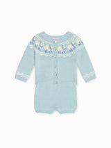 Light Blue Cordero Cotton Baby Knitted Set