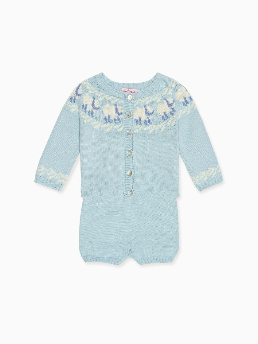 Light Blue Cordero Cotton Baby Knitted Set
