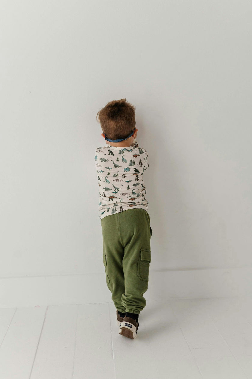 Boys Cargo Pants in Deep Olive