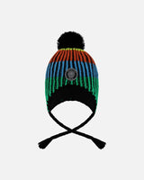 Lined Peruvian Knit Winter Hat with Pompom Multicolor