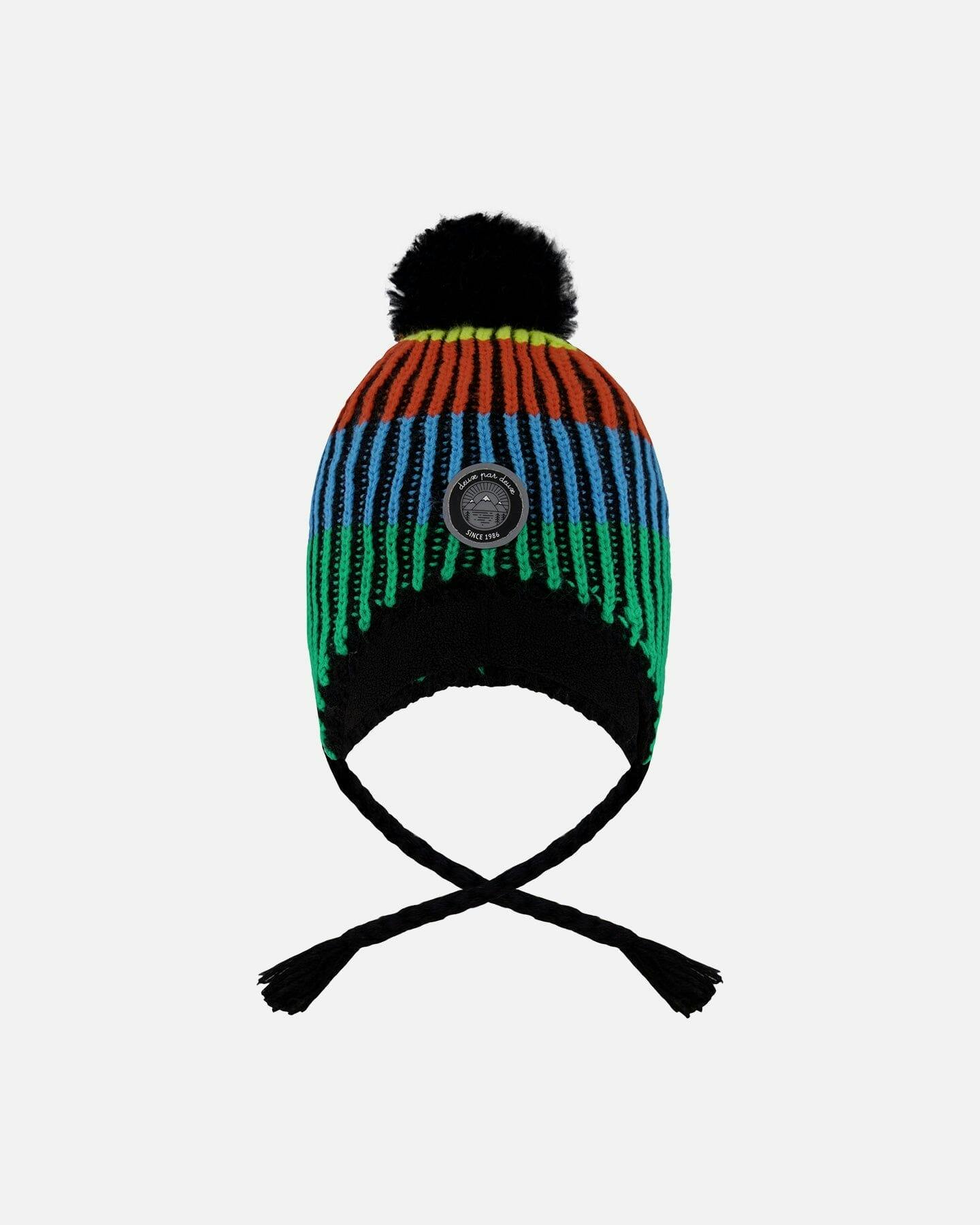 Lined Peruvian Knit Winter Hat with Pompom Multicolor