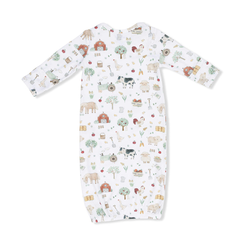 Cute Farm Animals Pink - Kimono Gown & Ruffle Knotted Hat